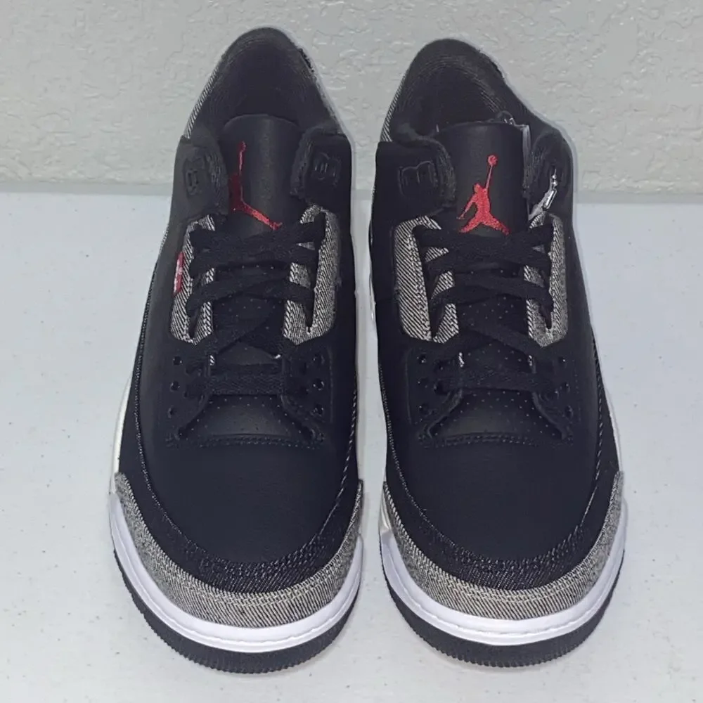 Jordan 3 Retro Levis Black Denim Sneakers IR0914-400 Mens‎ Size 9